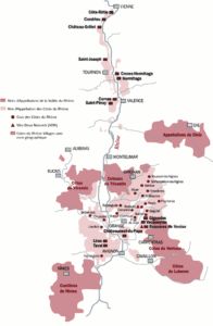 Cartes des vignobles ou régions vitivinicoles de France, avec les AOC (Appellations d'Origine Controlée) par région