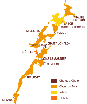 Cartes des vignobles ou régions vitivinicoles de France, avec les AOC (Appellations d'Origine Controlée) par région