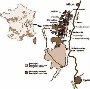 Cartes des vignobles ou régions vitivinicoles de France, avec les AOC (Appellations d'Origine Controlée) par région