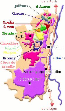 Cartes des vignobles ou régions vitivinicoles de France, avec les AOC (Appellations d'Origine Controlée) par région