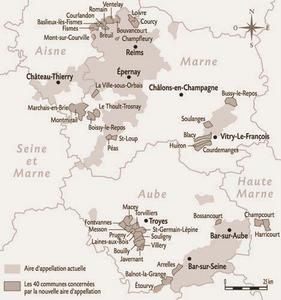 Cartes des vignobles ou régions vitivinicoles de France, avec les AOC (Appellations d'Origine Controlée) par région